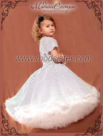 Детское платье "Белое черным горохом" Арт.325
