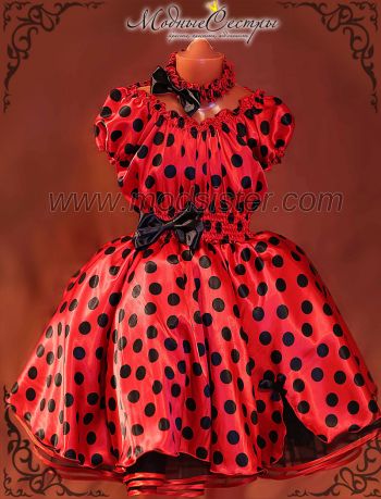 Платье "Красное черным горохом" Арт.286