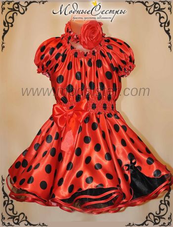 Платье "Красное черным горохом" Арт.382