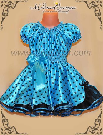 Платье "Голубое черным горохом" Арт.371