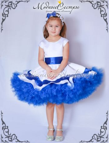 Детское платье " Синяя лента" 2в1 Арт.433