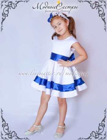 Детское платье " Синяя лента" 2в1 Арт.433