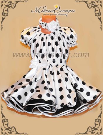 Детское платье "Белое черным горохом" Арт.292