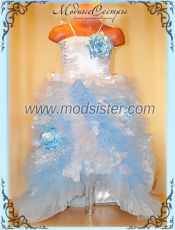 Платье "Вечернее со шлейфом" № 6 (бело-голубое) Арт.353